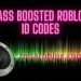 Texto:Bass boosted Roblox Id Codes sobre imagen de altavoz