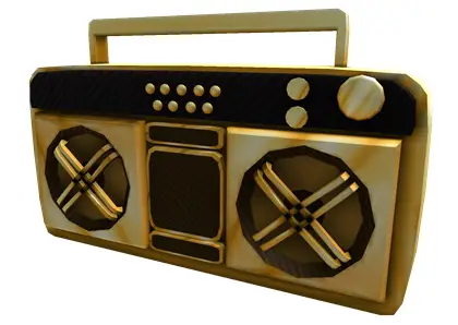 Reproductor de id de canciones para roblox boombox, de color amarillo.