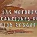 Texto de las mejores canciones de Roblox Reggaeton sobre fondo de playa.